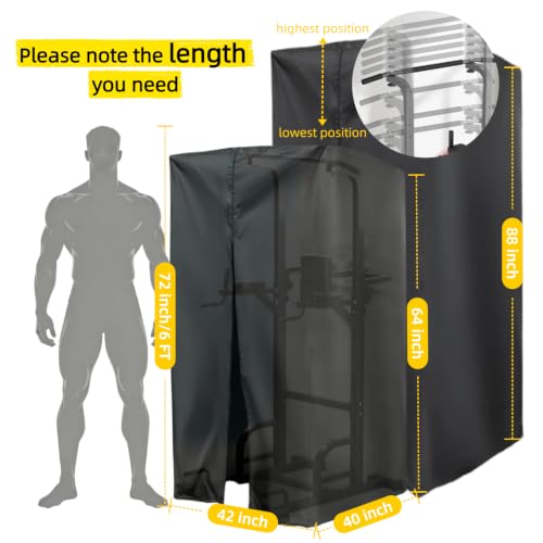 Pull Up Bar Station Cover for Power Tower,Pullup Dip Station Cover | 42x40x64,Waterproof Dustproof Heavy Duty Oxford Fabric Cover with Zipper,for Free Standing Pull Up Bar at Lowest Position - color: 42"L x 40"W x 64"H