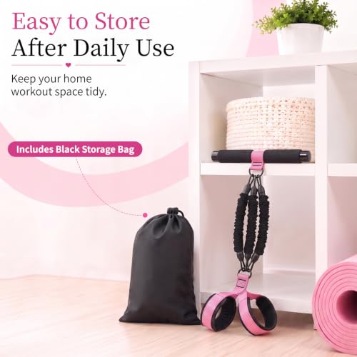 Pedal Resistance Band with Handles, 3 Adjustable Bands, Each Band Provides up to 30 lbs at Maximum Stretch, Combine 1/2/3 Bands for up to 90 lbs, Full Body Home Workout for Core, Arms and Legs