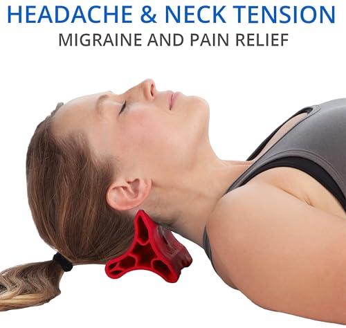 Body Back Davinci Tool (Red) -USA Made- Hard Rubber Neck Tension Relief & Pressure Point Massage Tool - Occipital Release Tool - Cervical Traction Device- Suboccipital Release Device - Neck Stretcher - style: Firm - Red