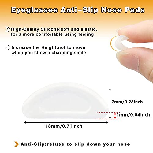 1.0mm Eyeglass Nose Pads 20 Pairs Stick On Anti-Slip Nose Pads for Glasses | 1mm Thin, Non Slip silicone Nose Pads for Eyeglasses Sunglasses Super Sticky 3M Adhesive (20-Clear) - color: Clear