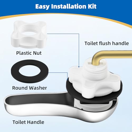 Hibbent Metal Front Mount Toilet Handle Replacement Kit, Chrome | Upgraded Metal Flush Lever, Universal Toilet Flush Handle Fit Front Tanks, Stainless Steel Flapper Chains, 4 Adjustable Holes - color: Chrome, style: Classic