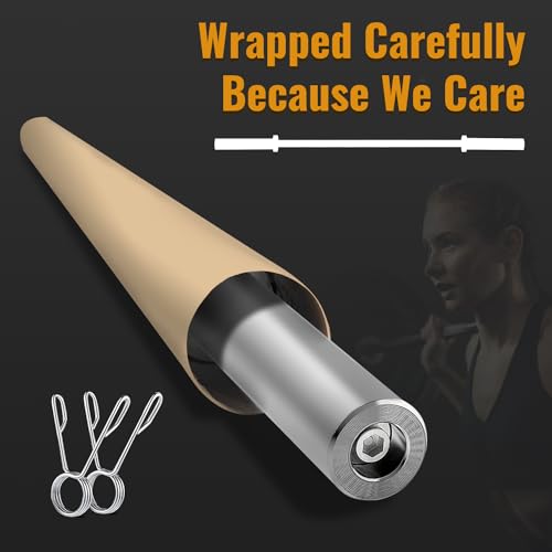 7ft Olympic Barbell for Strength and Weightlifting Training - 2 Inch Diameter Olympic Bar for Squat, Deadlift, Curl, Bench Press, Overhead Press - 700lbs Capacity with 2 Collars, Chrome