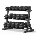 PAPABABE Dumbbell Set with Rack Dumbbells Rubber Encased Home Gym | PAPABABE Complete & Durable Cast Iron Core Odorless PVC Antiroll Hex Shape Ergonomic Chrome Handle Versatile Home Gym - size: 760LB with 3-Tier Weight Rack