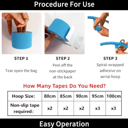 PRIOR FITNESS Aerial Hoop Tape, 5m/16.4ft x 5cm Anti Slip Lyra Hoop Grip Tape, Sweat Absorbent Stretch Textile Pole Dance Tape, No Residue Self Adhesive Hand Protective Tape for Aerial Hoop Ring - color: Blue