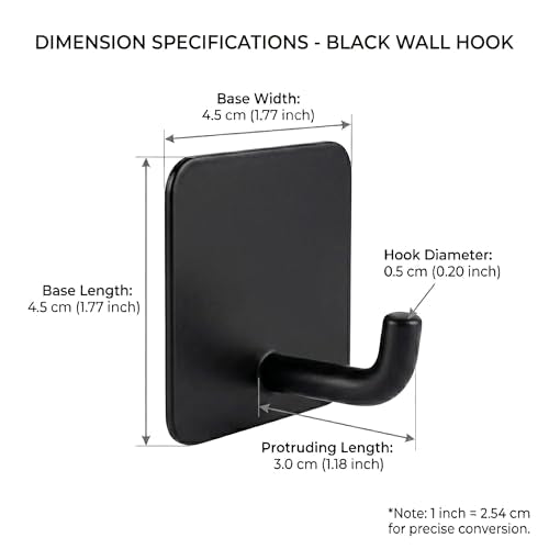 Stainless Steel Adhesive Wall Hooks for Hanging, Heavy Duty Waterproof Stick On for Bathroom Kitchen Shower, Self Adhesive for Towels, Keys, Hats, Robes - 8 Pack (Black) - color: 02-black