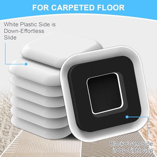 Upgrade Furniture Sliders with Groove - Furniture Sliders for Carpets | 8 PCS 4.3" Moving Pads - Furniture Moving Sliders for Easy Move Bed Couch Tables Cabinet Heavy Duty - Protect Carpets - size: 4.3in 8Pack