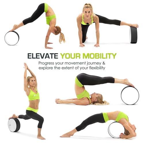 ProsourceFit Yoga Wheel Prop 12” for Improving Yoga Poses, Backbends, Flexibility, Balance, Stretching, Relaxation - color: Black/White