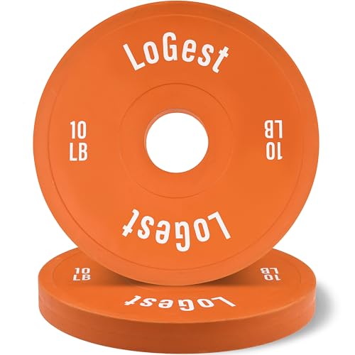 Logest Change Weight Plates 0.50LB 1.25LB 2.5LB 5LB Set Weight Plates for Olympic Bars Perfect for Strength Training Weight Plates Exercise Balance Increase Fractional Plate Olympic Bumper Plates - color: Orange - 10 LB Pair