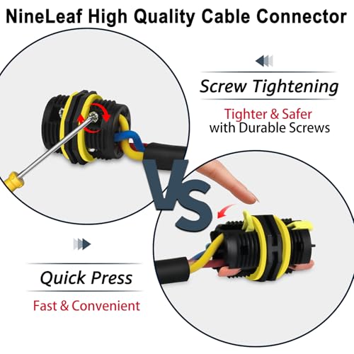 NineLeaf Waterproof Electrical Cable Connector, 3PK 3-PIN M20 Extension Electrical Cable Protector for Diameter Ø5-12mm, IP68 Outdoor Power Wire Connect Joint for Garden, Water, Pond, Lights - size: 3PK, style: Screw Tighten