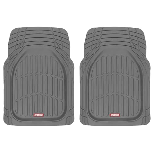 Motor Trend 2 Piece Front Car Floor Mats- Gray FlexTough Contour Liners-Deep Dish Heavy Duty Rubber Floor Mats for Car SUV Truck & Van-All Weather Protection, Universal Trim to Fit - color: Gray, style: 2pc Front Mats