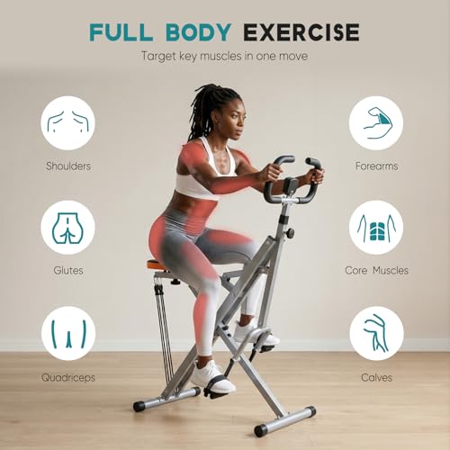 DUMOS Squat Machine, 330 LBS Capacity Heavy Duty Full Body Exercise Rower for Women with Adjustable Resistance, Foldable Glute Workout Equipment Exercise Machine for Home - color: Classic Silvery