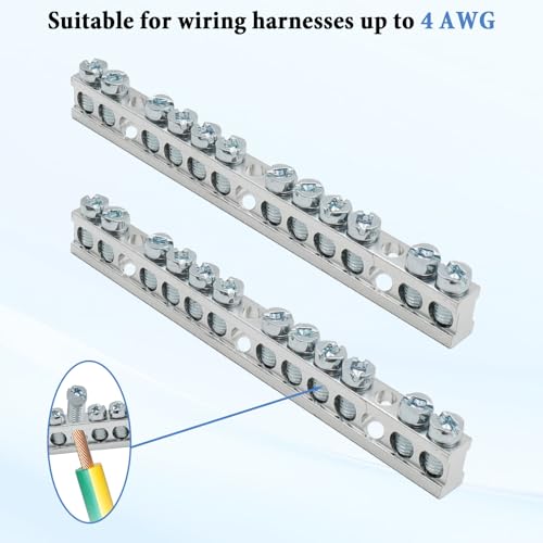 Ground Bar Kit for Square D 2 Pack | 12 Terminal Grounding Bar Compatible with Schneider Electric Load Centers - size: 12 Terminal