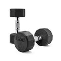 CAP Rubber Coated Dumbbell Weights, Free Weights for Home Gym Strength Training, Anti-Roll Hex Dumbbells with Black, Chrome & Comfort Grip Handles, Pairs & Sets - size: 15 lb - Pair, style: 12-Sided - Chrome Handle