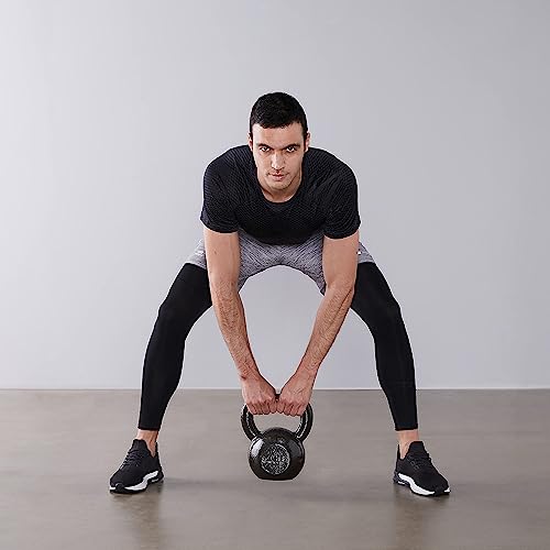 Amazon Basics Cast Iron Kettlebell for Strength Training, Textured Wide Handle, Black