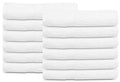 GOLD TEXTILES 12 Pcs New White (20x40 Inches) Cotton Blend Terry Bath Towels Salon/Gym Towels Light Weight Fast Drying - size: 12 Pack Economy Grade