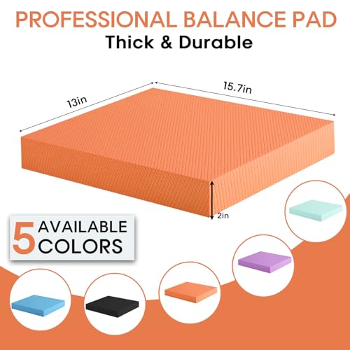 Balance Pad – Stability Trainer for Balance, Stretching, Physical Therapy, Exercise, Mobility, Rehabilitation and Core Training Non-Slip Closed Cell Foam Premium Balance Pad Knee Pad - color: orange