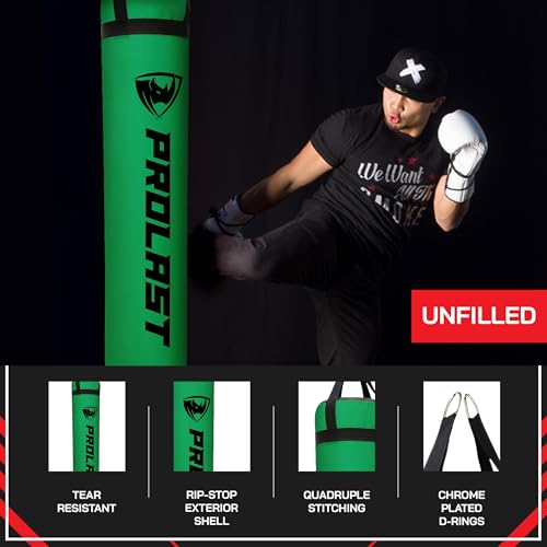 Heavy Punching Kicking Bag for Adults, Boxing, MMA, Martial Arts, Muay Thai, Strength Training Equipment, Filled/Unfilled, 6ft, 150 lbs, Special Edition Logo - color: Green / Black, size: Unfilled