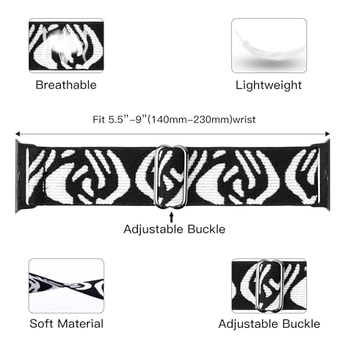 Stretchy Nylon Loop Bands Compatible with Apple Watch 38mm 40mm 41mm 42mm 44mm 49mm Adjustable Soft Elastics Strap Compatible with Apple Watch SE Ultra iWatch Series 8/7/6/5/4/3/2/1 (Stripe, - color: 2-Stripe, size: 38mm/40mm/41mm/42mm(Series 10)