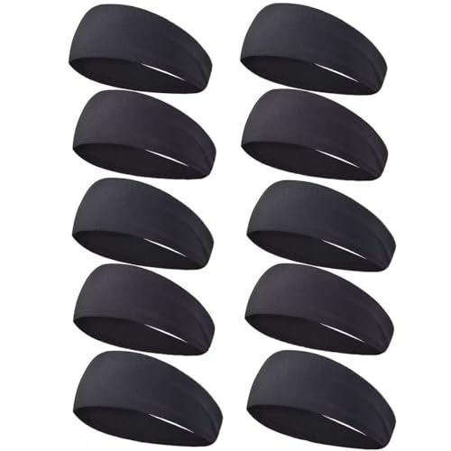 10 Pack Mens Running Headband, Sports Headbands for Men, Sweatband Headbands for Running,Cycling,Football,Yoga, Fitness Workout Stretchy Unisex Hairband