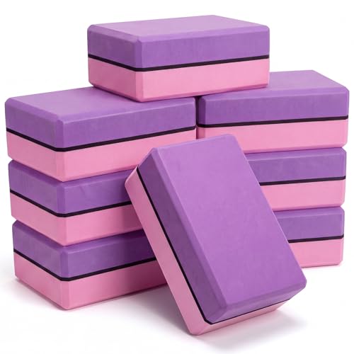 Silipull 8 Pack Yoga Blocks 9 x 6 x 2.8 Inch EVA Foam Pilates Blocks Pilates Stretching and Meditation Exercise for Home Workouts Dance Gymnastics Exercise Lightweight Yoga Supplies