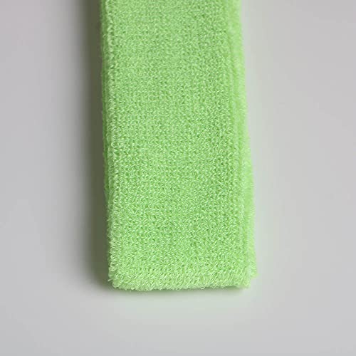 Cotton Sweatband Headbands,Pack of 12,Elastic Stretchy Sport Terry Cloth Sweat Bands,Yoga Workout Fitness Exercise Basketball Headband - color: 12pcs x apple green cotton sweatband headbands