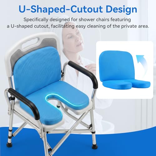 U-Shaped Shower Chair Cushion with Backrest, High Density 3D Mesh Spa Bath Seat Pad, Non-Slip Washable for Shower Benches, Transfer Benches, Ideal for Elderly, Disabled, Pregnant Women