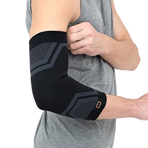 Copper Compression PowerKnit Elbow Sleeve - Seamless Elbow Brace for Men & Women - Pain Relief for Tendonitis, Tennis Elbow, Golfers, Weight Lifting - Fits Right or Left - 1 Sleeve - S/M - size: Small/Medium