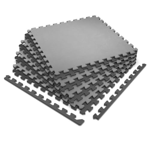 Norsk Multi-Purpose Reversible Floor Mats - EVA Interlocking Foam Tiles (Gray/Black 4 Tiles - 16 sq. Ft. 1/2" Thick) - color: Gray/Black, size: 4 Tiles - 16 Sq. Ft