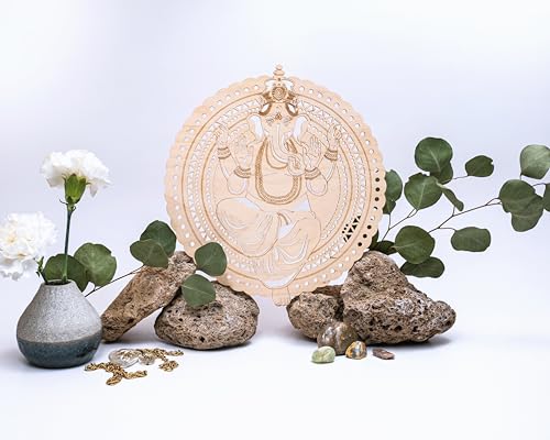 Fourth Level MFG 12” Ganesha, Hindu Wood Wall Art, Indian Wall Decor, Mantra, Meditation, Radha Krishna - color: 12" Ganesha