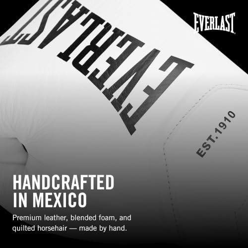 Everlast MX Elite Pro Fight Boxing Gloves | Handcrafted in Mexico - color: White, size: 10oz X-Large