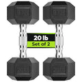 HANDBODE Hex Dumbbell Set of 2, Rubber Encased Fixed Dumbbells, 2.5-65 lb | Non-Slip Comfortable Handles, Hand Weights for Strength Training, Ideal for Home Gym Workouts - size: 20 lb, Pair, style: Chrome Handle