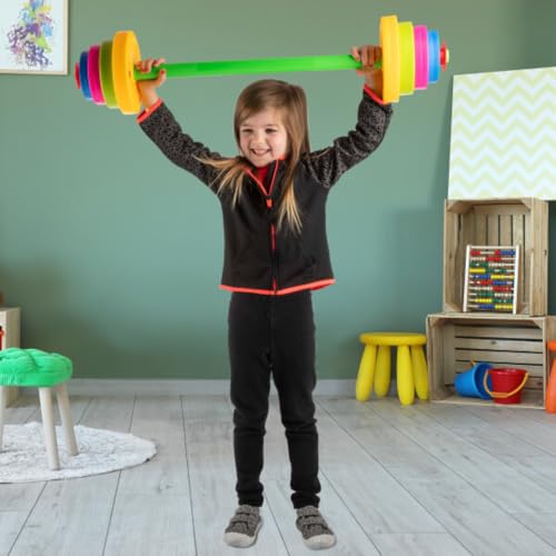 Hey! Play! Kids Exercise Equipment Collection: Strength Training, Cardio, Endurance, and Active Play Essentials - Kids Barbell Set - style: Kids Barbell with Adjustable Plates