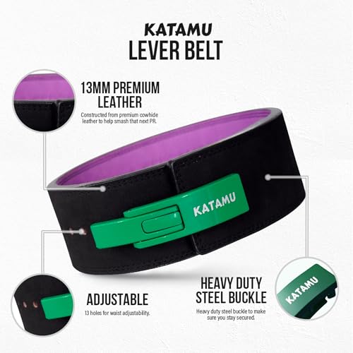 Katamu USPA & IPL Approved Premium Lever Belt | — 10mm and 13mm Leather - color: Black Out Wings, size: Small - 13mm