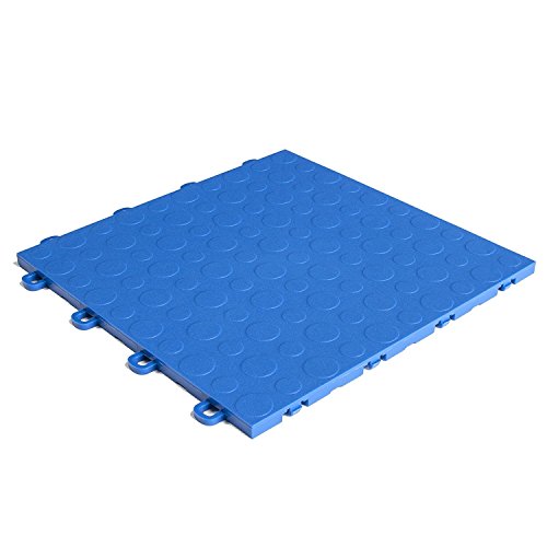 Interlocking Modular Garage Flooring Tile, Coin Top (30 Pack) (Blue) - color: Blue