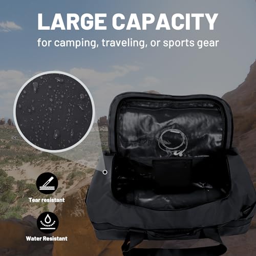 MIER 40L/60L/90L Water Resistant Backpack Duffel, Heavy Duty Duffle Bags | Heavy-Duty; Inner Zipper Pockets; Suit for Travel Gym Camping Sports Weekend Getaways; Convertible with Backpack Straps - color: Black, size: 60l