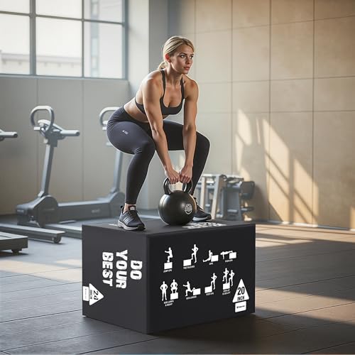 Zoomster 3-in-1 Foam Plyometric Box, Heavy-Duty Soft Plyo Jump Box with 450lbs Capacity, Reinforced Thick PVC & High-Density EPE Foam for Box Jumps, Home Gym, HIIT & Strength Training - size: 16 X 20 X 24inch