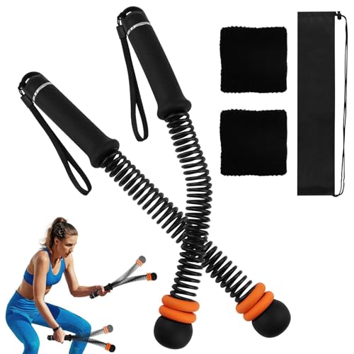 Ropeless Battle-Ropes (2-Pack) Portable Workout Ropes for HIIT Workouts,Cardio & Muscle Training, Low-Impact Training Heavy Duty Arm Exerciser for Strength Training - color: Black