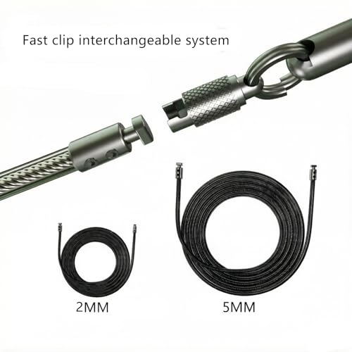 DIY Adjustable Weight Jump Rope (0.4LB /1/2LB/0.7LB /0.8LB) Interchangeable 2mm & 5mm Cable for CrossFit, Double Unders, HIIT Workouts - Fast Clamp System, 10ft Adjustable - color: Black