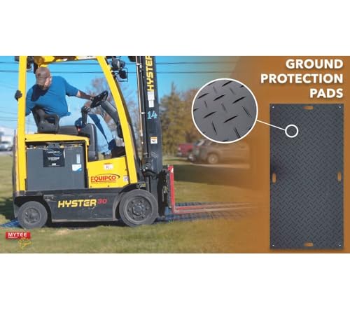 Mytee Products 4 Pcs Ground Protection Mats - Black, 3' x 8', Heavy Equipment Mats w/ 6 Pcs Single Connectors - color: Black, size: 4 - Pack