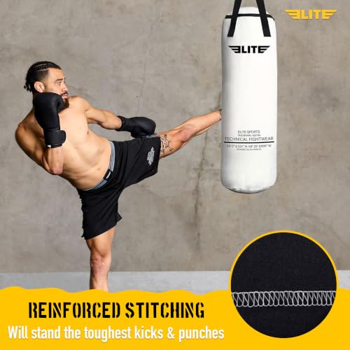 Elite Sports Boxing Bag 4 FT – Heavy Duty Canvas Punching Bag with Straps for Boxing, Training, MMA, Muay Thai, Kickboxing, Martial Arts & Fitness – UNFILLED Heavy Bag - color: Raw Color
