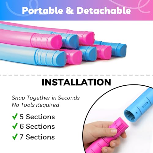 Liberry Kids Exercise Hoop, Detachable Fitness Rings for Workout, Adjustable Plastic Hoop for Home, Gym, Dance, Sport Toy Gift in Blue, Pink - size: 3 pack-18 pieces