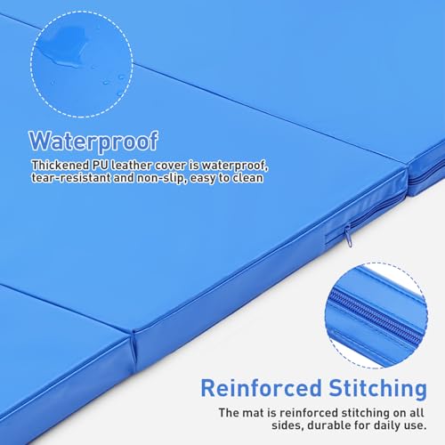 Gymnastics Mat, 3FTx6FT / 4FTx8FT 2" Thick Folding Kids' Gymnastic Tumbling Mat for Home Gym Exercise & Play - color: 3x6FT-Blue