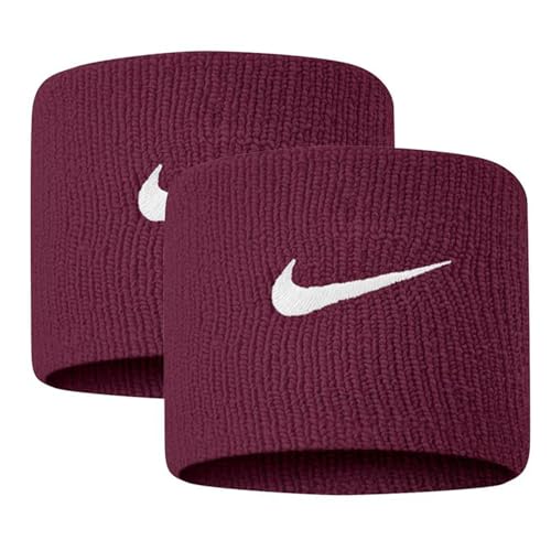 NIKE Premier Swoosh Singlewide Wristbands -Soft, Moisture-Wicking (1 Pair, 2.5" Wide) - color: Dark Beetroot