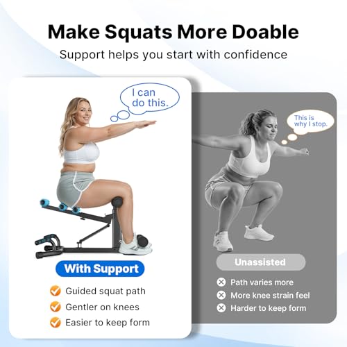 MERACH Deep Squat Machine for Women, Adjustable Glutes Trainer Machine, Core & Leg Exercise, Push Up Board Workout Equipment at Home Gym - color: Black&Blue, size: X-Large