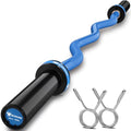 Olympic EZ Curl Barbell Bar, 400LBS Weight Capacity Olympic Curl Bar, 4ft Barbell Weight Bar with Knurled Grip for 2 Inch Weight Plates, Hip Thrusts,Squat,Biceps-Home Gym Weight Bar - color: Blue
