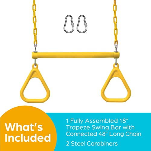 Jungle Gym Kingdom Swing Sets for Backyard, Monkey Bars & Swingset Accessories - Set Includes 18" Trapeze Swing Bar & 48" Heavy Duty Chain with Locking Carabiners - Outdoor Play Equipment (Yellow) - color: Yellow