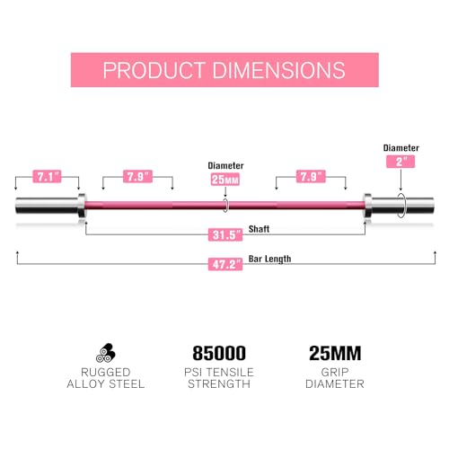 RitFit Barbell Weight Set - 4/6FT Olympic Barbell with Weight Plates (55-115LB Total) - Weightlifting Equipment for Squats, Curls, Deadlifts, Presses, Hip Thrusts - color: Pink, size: 4FT With 85LB Plates