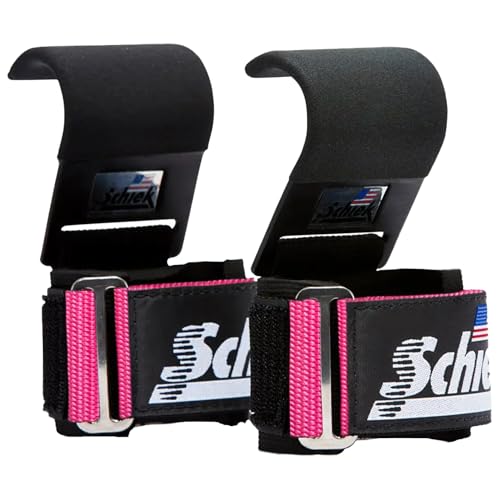 Schiek Sports 1200 Power Lifting Hooks - Maximum Grip Support in Heavy Lifting - Snug Fit - color: Pink