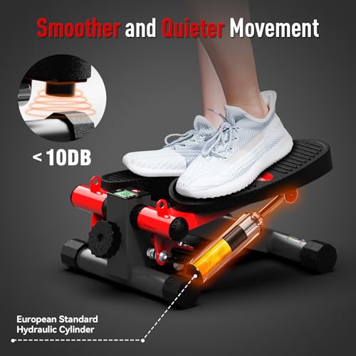 HARISON Mini Stepper with LCD Monitor, 330 LB Capacity for Home Cardio | Compact Stair Training Machine With Quiet Hydraulic Resistance, Portable Design For Under Desk Workouts & Small Spaces - color: Black