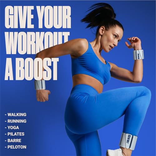 SPORTBIT Wrist and Ankle Weights for Women - Set of 2 (1lb Each) Wearable Ankle & Wrist Weights - Leg & Arm Bands, Silicone Weighted Bracelets for Workout, Walking, Running, Yoga, Pilates - color: Grey